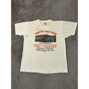 Vintage Mens Tshirt Fruit of the Loom Tropico Gold Mine 1991 Y2K, Size L
